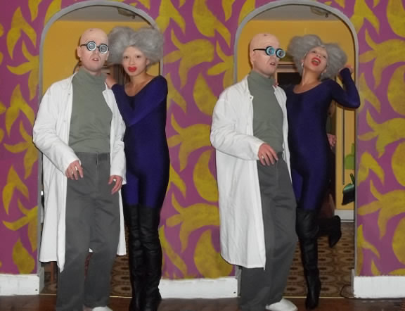 Bryce and Daniella dressed up as 'Mom' and 'Professor' from the TV show Futurama